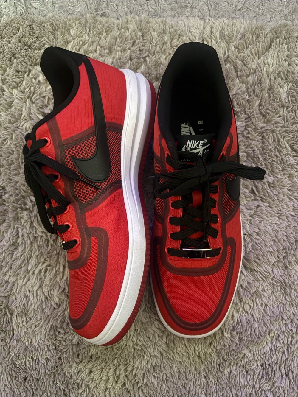 Nike Air Force 1 Red and Black Men's Low-Top Sneakers